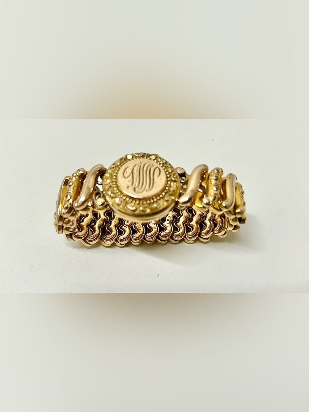 Early 20th Century Antique Gold Filled Expanding Link Locket Charm Bracelet
